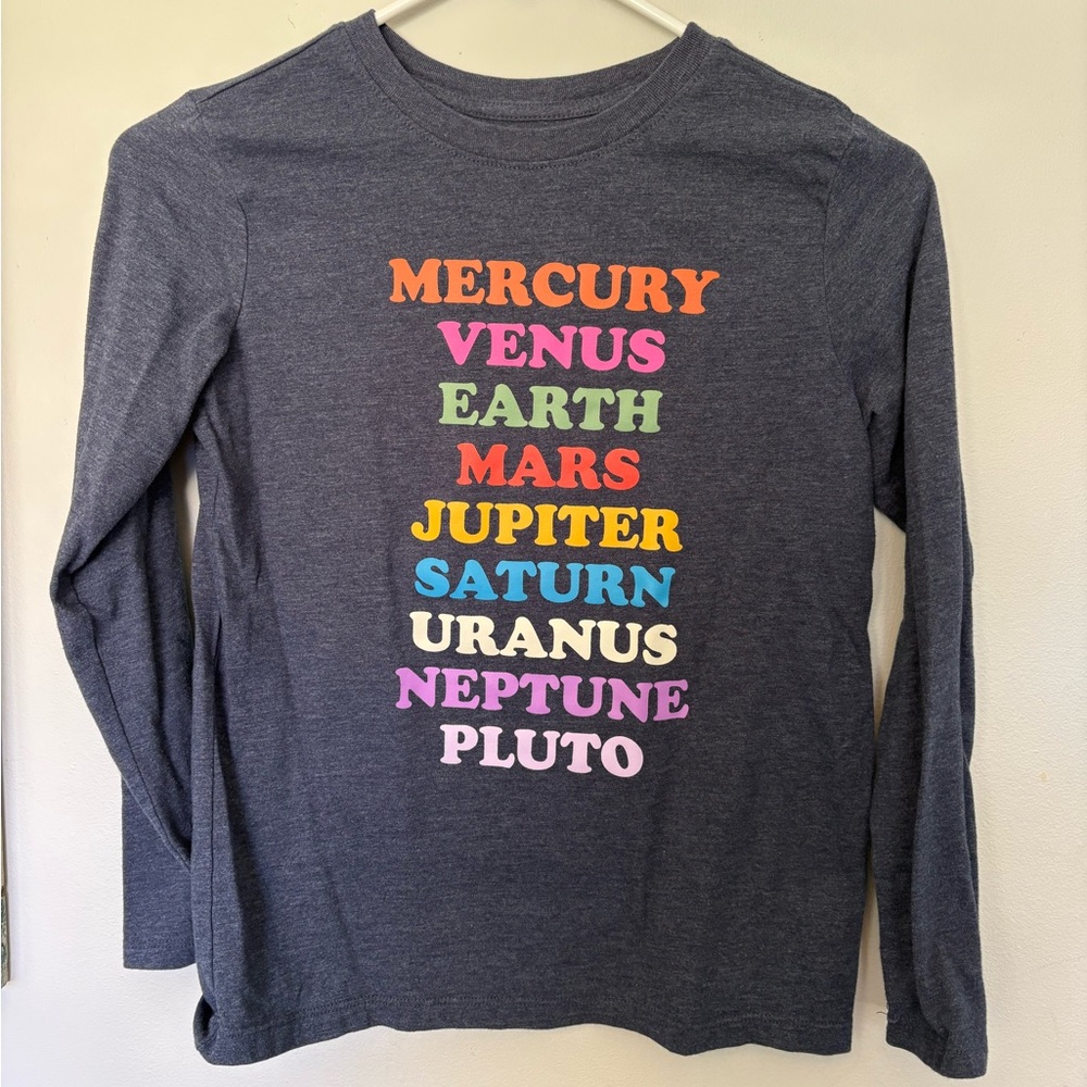 Cat & Jack Navy Long-Sleeve Tee with Multicolor Planet Names